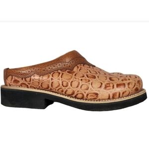 Twisted X Embossed Leather Western Mules Slip On Clogs Tan Size 7.5